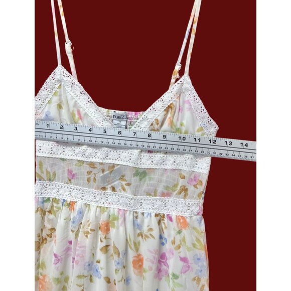 Rue 21 - Women's Summer Sleeveless High Low Hem Ruffle Floral Dress - White - XS - Picture 3 of 16